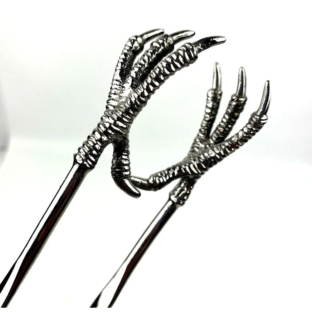 VTG Arthur Court Designs Chicken Claw Ice Tongs Silver Tone Metal Serving Tongs
